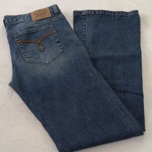 Roxy Vintage Y2K Flare Leg Blue Jeans with Rhinestone Pockets